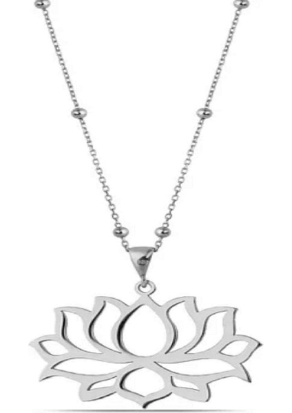 Gümüş 925 Ayar Gümüş Kadın Lotus Çiçeği Kolye