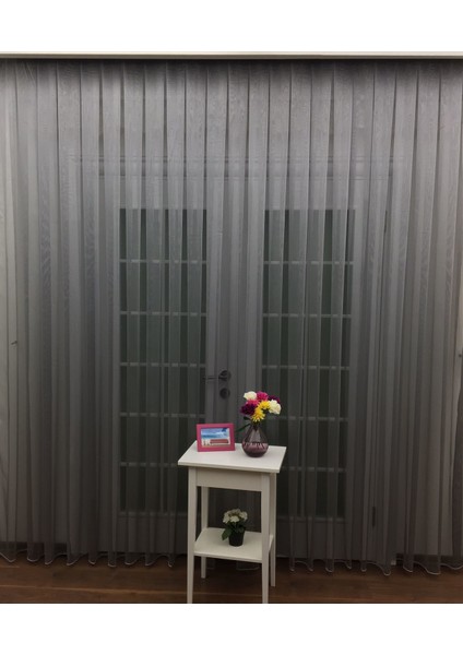Gri Armür Dokuma Düz Tül Perde 200 x 260 Seyrek Pile 1/2