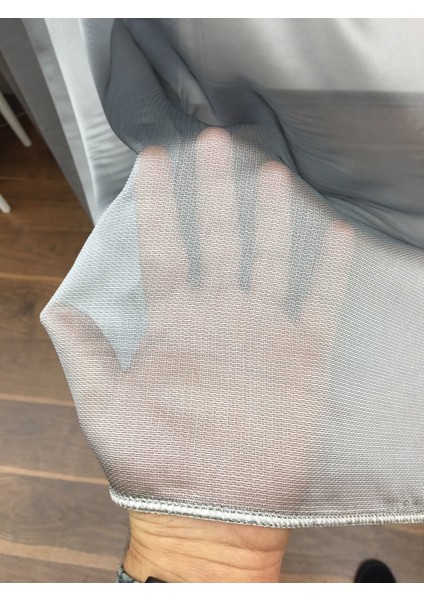 Gri Armür Dokuma Düz Tül Perde 200 x 260 Seyrek Pile 1/2 modelleri