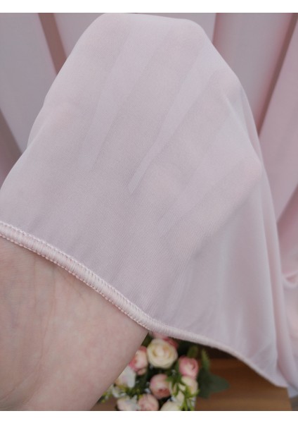 Pembe - Armür Dokuma Düz Tül Perde (İpeksi) Çok Dökümlü 350 x 260 Seyrek Pile 1/2 modelleri