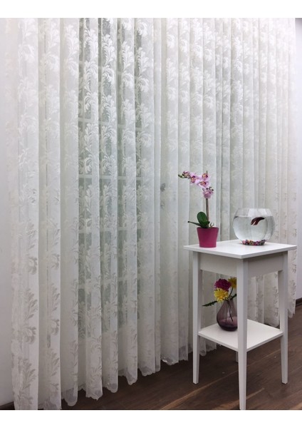 Floş Örme Dantel Tül Perde 450 x 260 Seyrek Pile 1/2