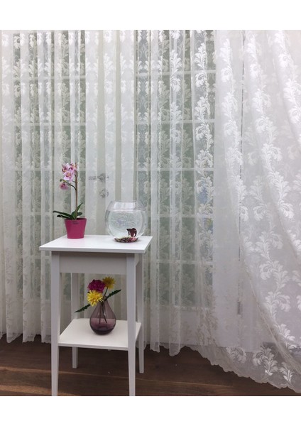 Floş Örme Dantel Tül Perde 450 x 260 Seyrek Pile 1/2