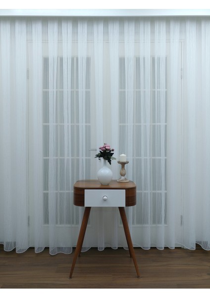 Düz Çizgili Örme Tül Perde 300 x 260 Normal Pile 1/2.5