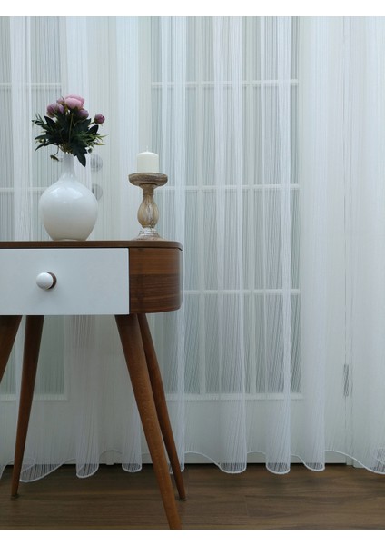 Düz Çizgili Örme Tül Perde 300 x 260 Normal Pile 1/2.5 modelleri