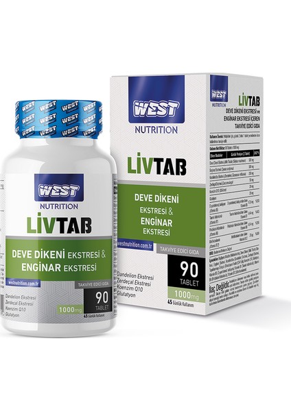 Livtab Milk Thistle (Deve Dikeni) Ve Enginar Ekstresi Karışımı 90 Tablet X 1000 Mg