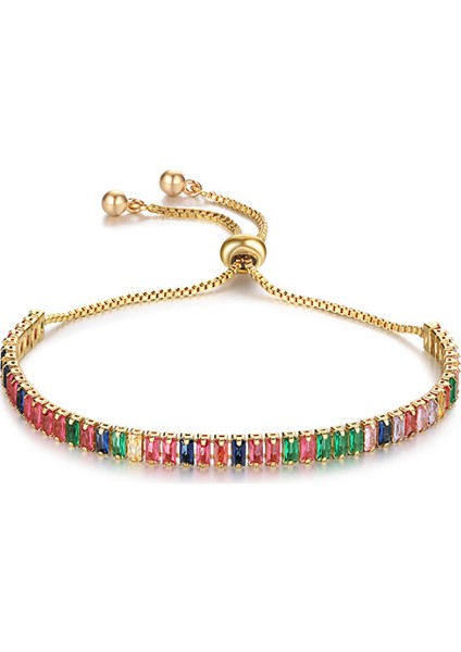 Su Yolu Renkli Baget Taşlı Kadın Bileklik EG03