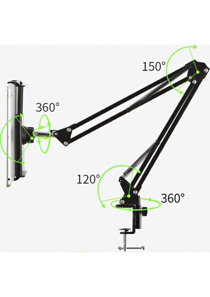 6 11'' Flexible Sıkıştırmalı Metal Masaüstü Tablet ve Telefon Tutucu