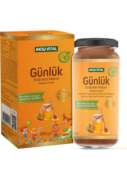 Aksu Vital Havlıcanlı Günlük Macun 300 gr Ilave Glikoz Koruyucu Renklendirici Içermez