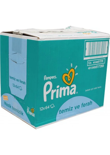 Pampers Islak Havlu Temiz&ferah 64'lü - 12'li Koli (Kapaklı)