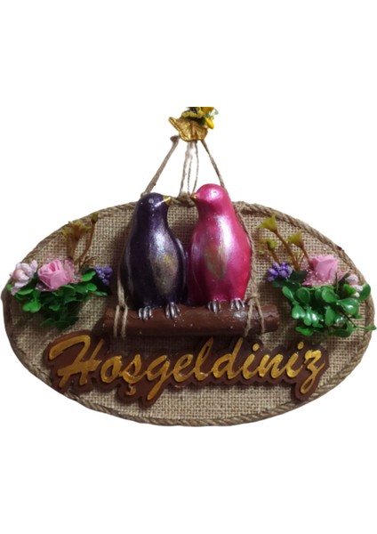 Aile Kuş Hoşgeldiniz Kapı Süsü