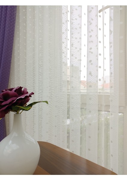 Puantiyeli Dantel Tül Perde 100 x 260 Normal Pile 1/2.5