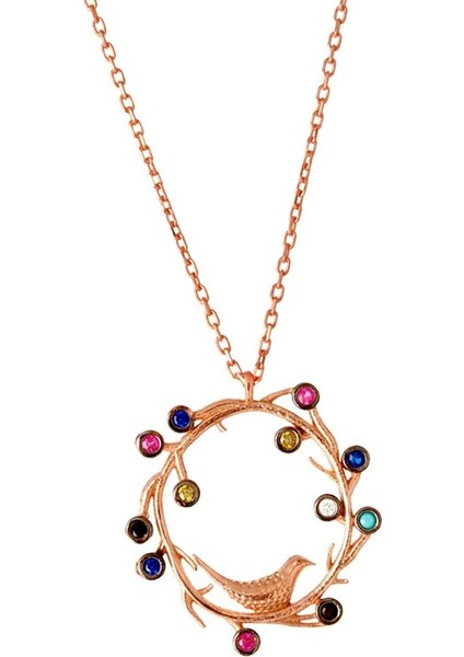 Kuş Yuvası Tasarım Gümüş Kadın Kolye