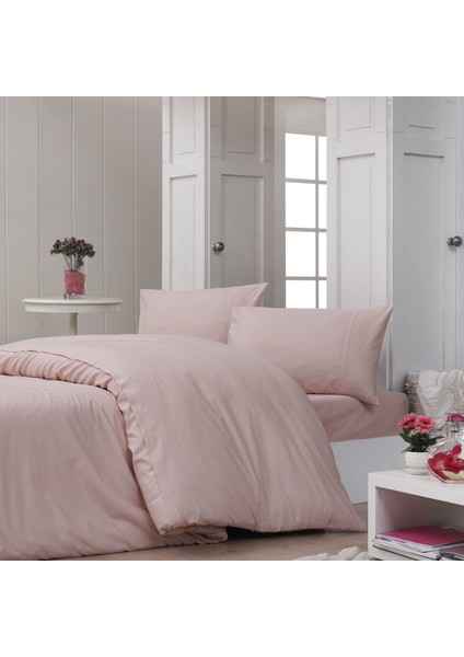 Menderes Home Simple Pembe Ranforce Tek Kişilik Nevresim Takımı