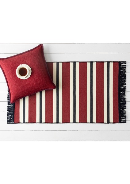 Amelie Saçaklı Dokuma Kilim - Kırmızı - 60x100cm