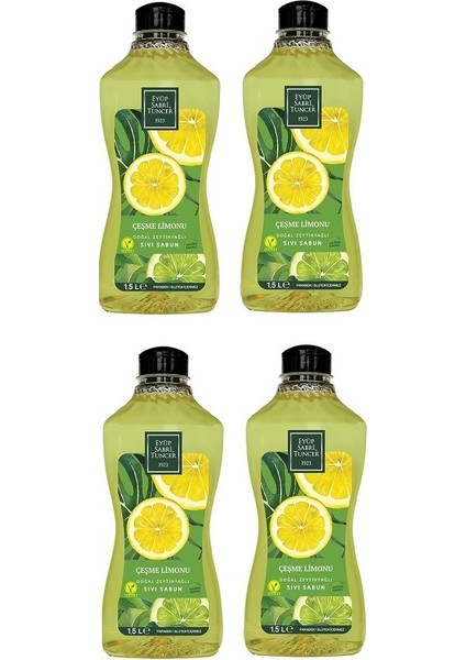 Çeşme Limonu Doğal Zeytinyağlı Sıvı Sabun Seti 4 x 1,5 lt