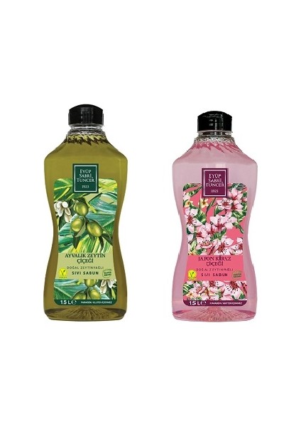 Sıvı Sabun Seti - Japon Kiraz Çiçeği + Ayvalık Zeytin Çiçeği 2 x 1500 ml