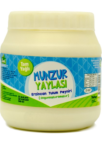 Munzur Yaylası Erzincan Tulum Peyniri 500 gr Bidon
