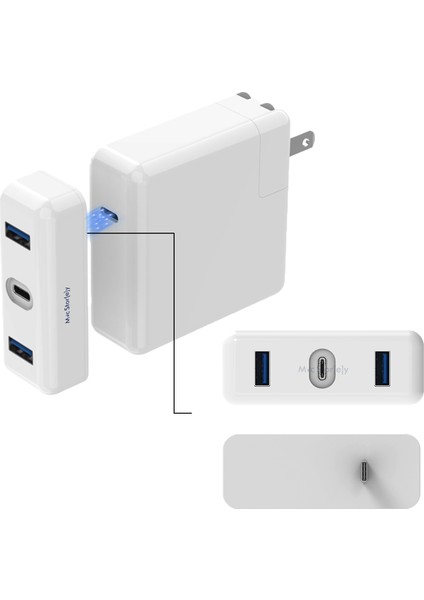 USB Çoğaltıcı Çoklayıcı USB-C Şarj Aleti Kılıfı 2xUSB3.0 USB-C 61W A1718 USB-C 87W A1719