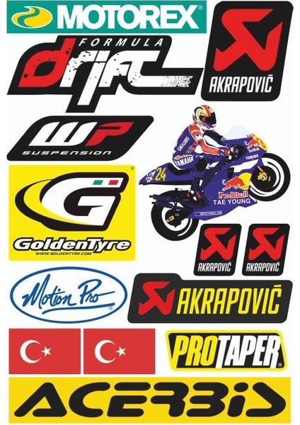 Motosiklet Sponsor Sticker Seti (H)