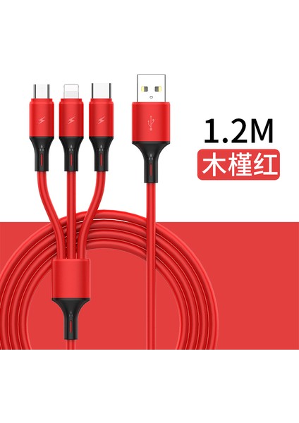 Mars 1.2 Metre 3 Uçlu (Micro USB, Type-C, Iphone) Şarj Kablosu