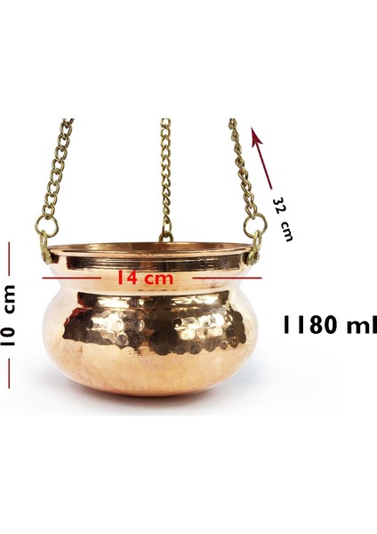 Anatolia Kabak Bakır Askılı Saksı 14 cm