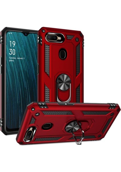 Case Street Oppo A12 Kılıf Tank Koruma Vega Standlı Yüzüklü Mıknatıslı Siyah