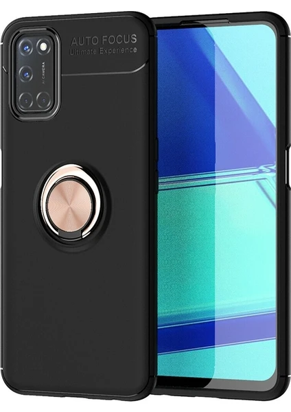 Case Street Oppo A92 Kılıf Ravel Silikon Yüzüklü Mıknatıslı Bronz