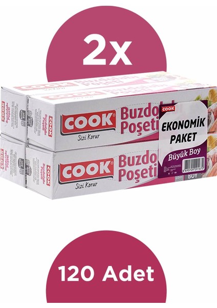 Buzdolabı Poşeti 3+1 Büyük Boy 30 x 45 cm Ekonomik 2'li Paket