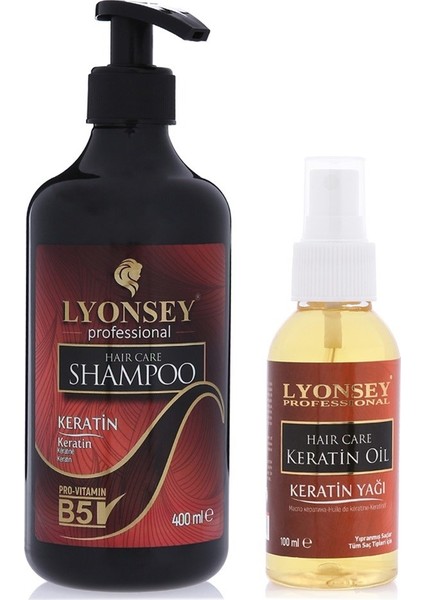 Keratin Saç Bakım Seti Şampuan 400 ml + Bakım Yağı 100 ml