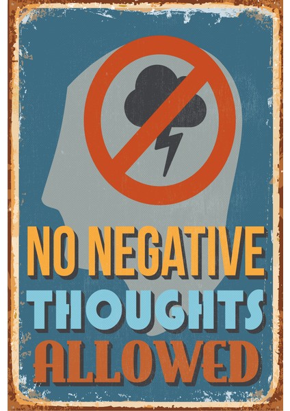 Olumsuz Düşünceler Yasak Retro Vintage Ahşap Poster