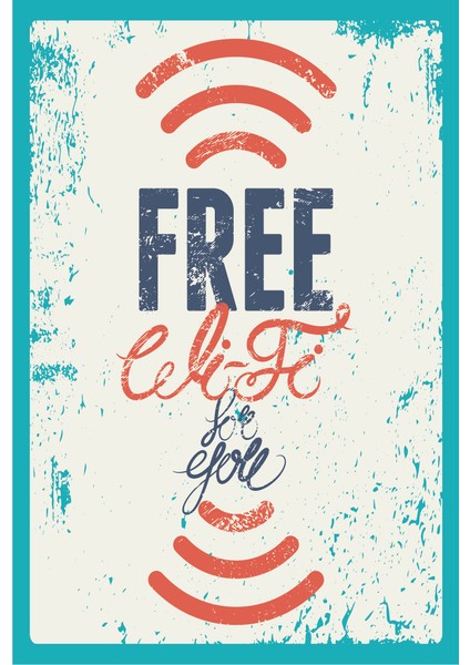 Free Wifi Retro Vintage Ahşap Poster