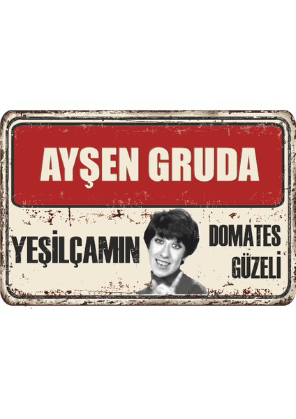 Ayşen Gruda Yeşilçam Retro Ahşap Poster