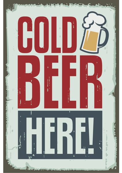Soğuk Bira Burada Retro Vintage Ahşap Poster