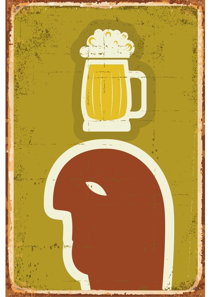 Ah Bir Bira Olsa Retro Vintage Ahşap Poster