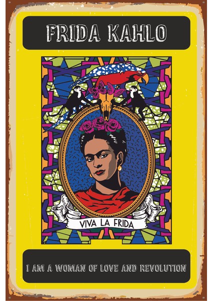 Frida Kahlo Retro Vintage Ahşap Poster