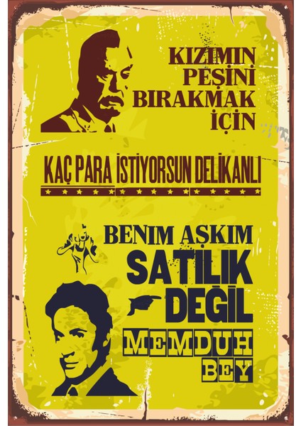 Benim Aşkım Satılık Değil, Yeşilçam Retro Vintage Ahşap Poster