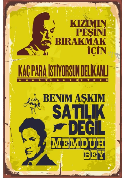 Hayat Poster Benim Aşkım Satılık Değil, Yeşilçam Retro Vintage Ahşap Poster