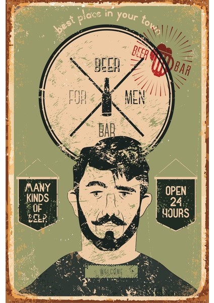 Bar Retro Vintage Ahşap Poster