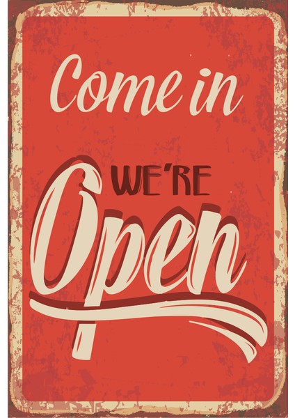 Open Açık Retro Vintage Ahşap Poster