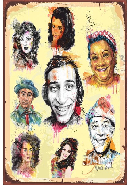 Ustalar Yeşilçam Retro Vintage Ahşap Poster