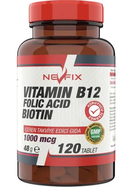 Vitamin B12 Folic Acid Biotin 1000 Mcg 120 Tablet