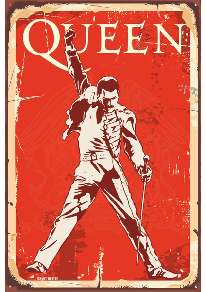Queen Freddie Mercury Retro Vintage Ahşap Poster