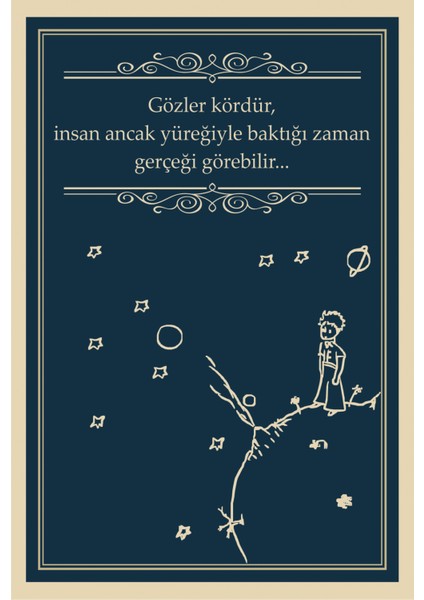 Küçük Prens Gözler Kördür Retro Vintage Ahşap Poster