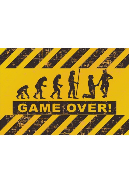 Game Ower Retro Vintage Ahşap Poster