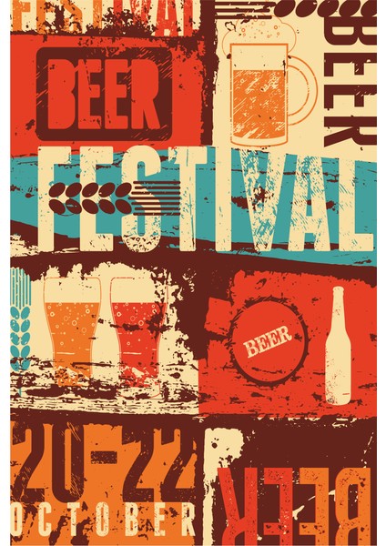 Beer Festival Retro Vintage Ahşap Poster