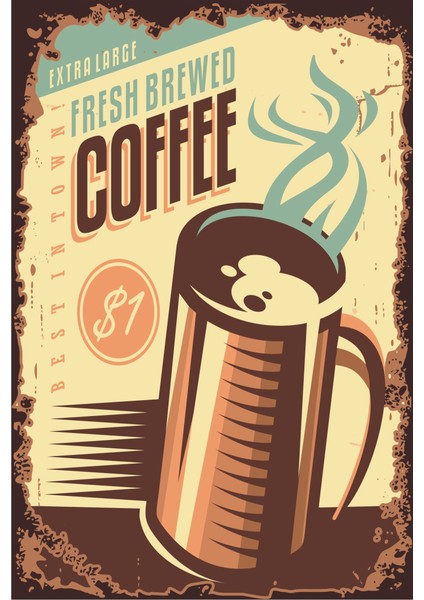 Taze Kahve Retro Vintage Ahşap Poster