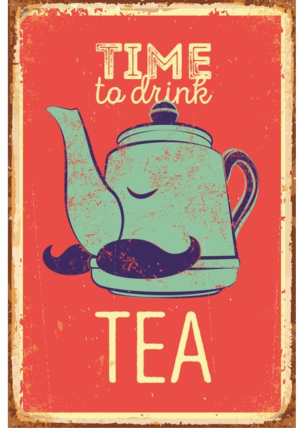 Çay Zamanı Retro Vintage Ahşap Poster