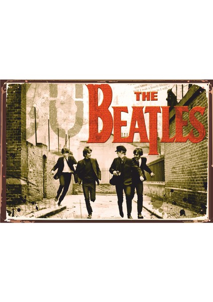 The Beatles Retro Vintage Ahşap Poster