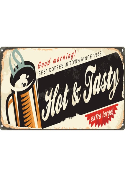 Günaydın Sıcak Kahve Retro Vintage Ahşap Poster