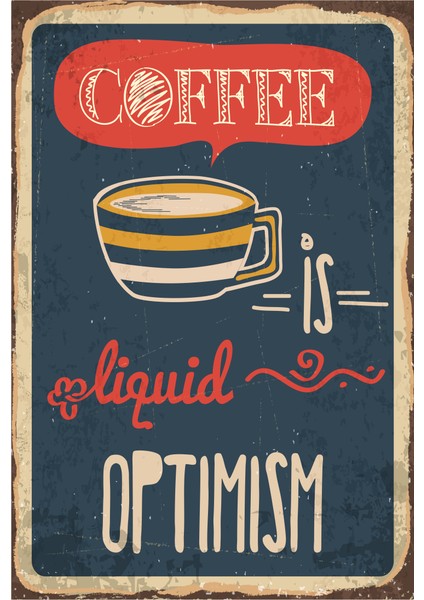 Kahve Iyimser Retro Vintage Ahşap Poster